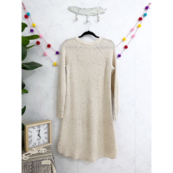 Madewell SMALL Cream Speckled Curved Hem Sweater Dress in Donegal Pearl - Picture 6 of 12